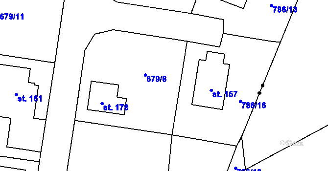 Parcela st. 786/15 v KÚ Vacov, Katastrální mapa