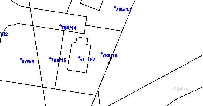 Parcela st. 786/16 v KÚ Vacov, Katastrální mapa