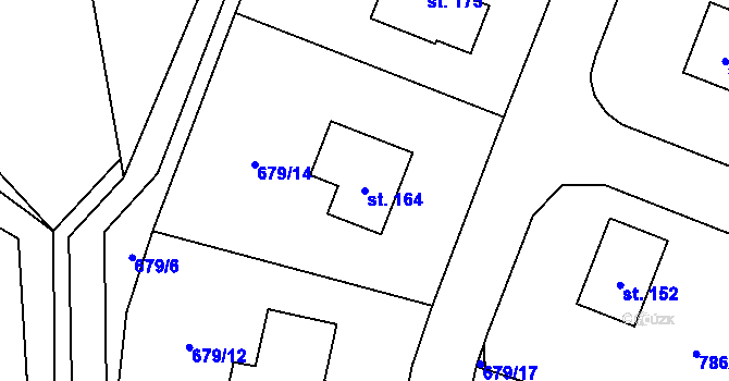 Parcela st. 164 v KÚ Vacov, Katastrální mapa