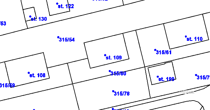 Parcela st. 109 v KÚ Vlkonice u Vacova, Katastrální mapa