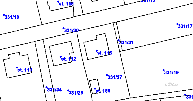 Parcela st. 113 v KÚ Vlkonice u Vacova, Katastrální mapa