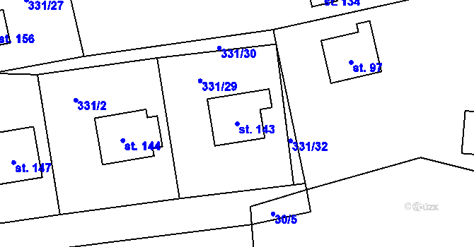 Parcela st. 143 v KÚ Vlkonice u Vacova, Katastrální mapa