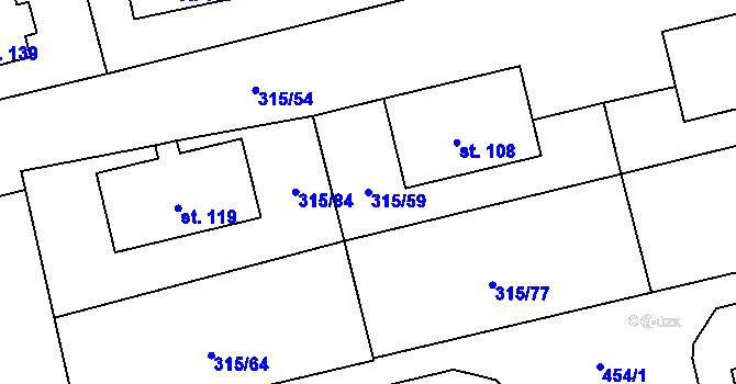 Parcela st. 315/59 v KÚ Vlkonice u Vacova, Katastrální mapa
