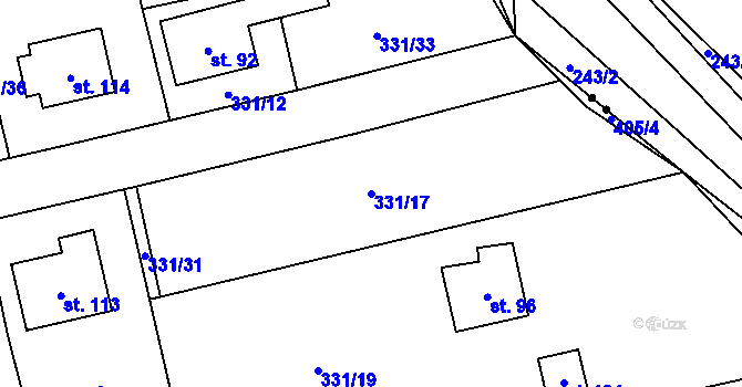 Parcela st. 331/17 v KÚ Vlkonice u Vacova, Katastrální mapa