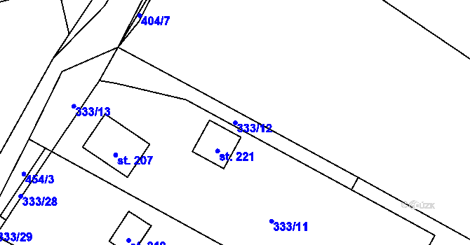 Parcela st. 333/12 v KÚ Vlkonice u Vacova, Katastrální mapa