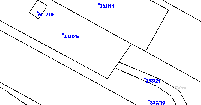 Parcela st. 333/32 v KÚ Vlkonice u Vacova, Katastrální mapa