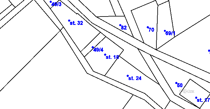 Parcela st. 18 v KÚ Vrbice u Vacova, Katastrální mapa