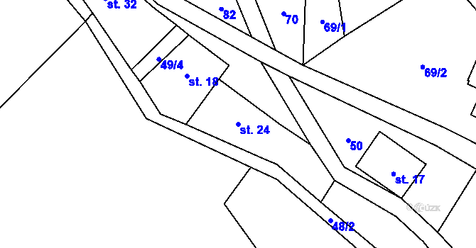 Parcela st. 24 v KÚ Vrbice u Vacova, Katastrální mapa