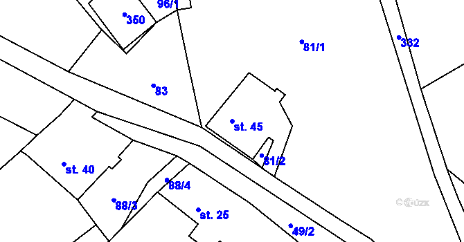 Parcela st. 45 v KÚ Vrbice u Vacova, Katastrální mapa