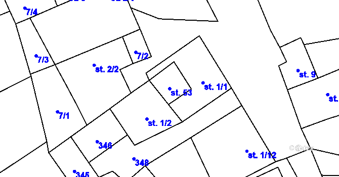 Parcela st. 53 v KÚ Vrbice u Vacova, Katastrální mapa