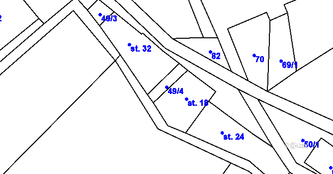 Parcela st. 49/4 v KÚ Vrbice u Vacova, Katastrální mapa