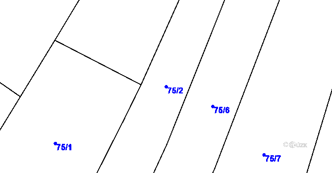 Parcela st. 75/2 v KÚ Vrbice u Vacova, Katastrální mapa