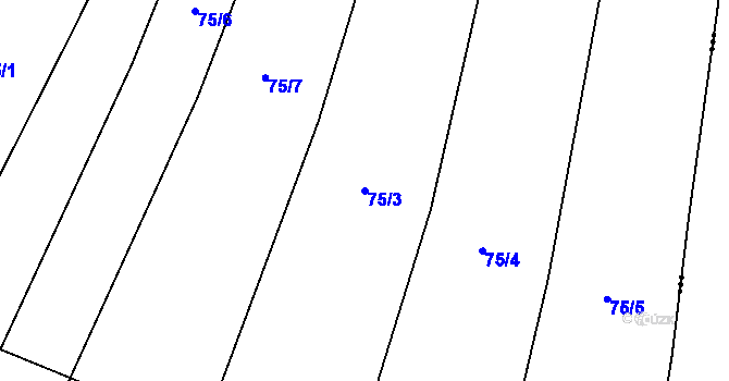 Parcela st. 75/3 v KÚ Vrbice u Vacova, Katastrální mapa