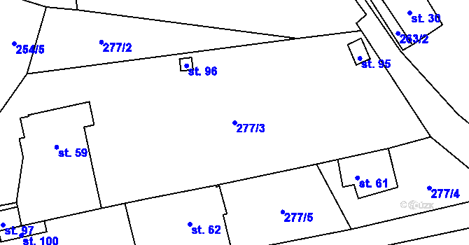 Parcela st. 277/3 v KÚ Vrbice u Vacova, Katastrální mapa