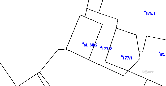 Parcela st. 30/2 v KÚ Hamr nad Nežárkou, Katastrální mapa