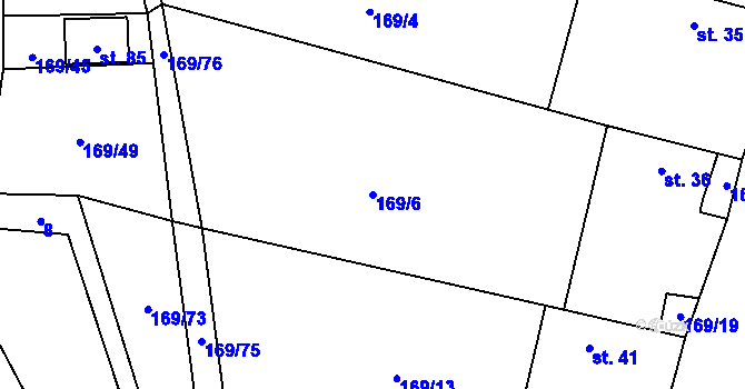 Parcela st. 169/6 v KÚ Hamr nad Nežárkou, Katastrální mapa