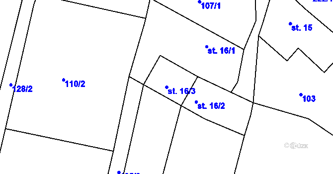 Parcela st. 16/3 v KÚ Hamr nad Nežárkou, Katastrální mapa