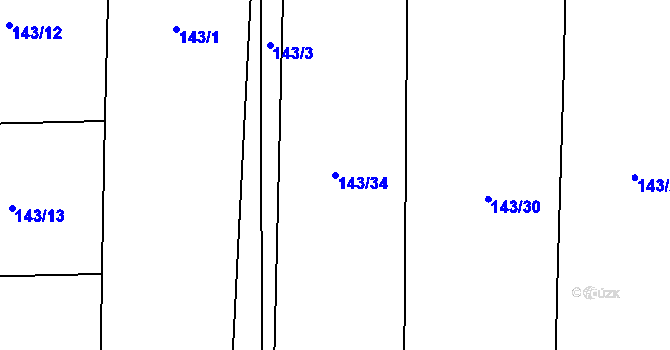 Parcela st. 143/34 v KÚ Hamr nad Nežárkou, Katastrální mapa