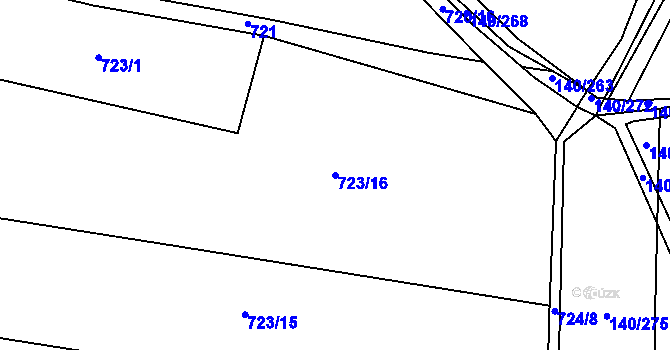 Parcela st. 723/16 v KÚ Val u Veselí nad Lužnicí, Katastrální mapa