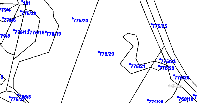 Parcela st. 775/29 v KÚ Val u Veselí nad Lužnicí, Katastrální mapa