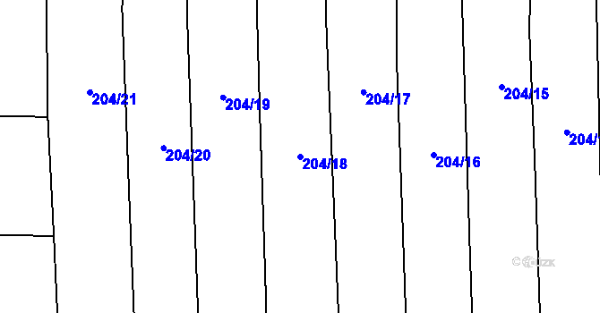 Parcela st. 204/18 v KÚ Val u Veselí nad Lužnicí, Katastrální mapa
