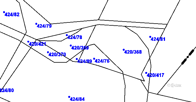 Parcela st. 424/77 v KÚ Val u Veselí nad Lužnicí, Katastrální mapa