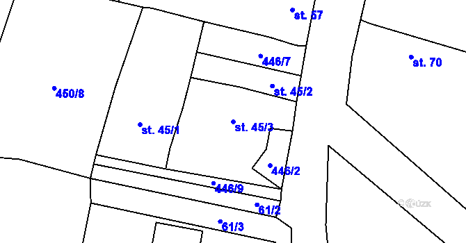 Parcela st. 45/3 v KÚ Val u Veselí nad Lužnicí, Katastrální mapa