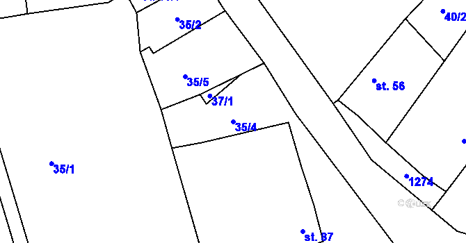 Parcela st. 35/4 v KÚ Val u Veselí nad Lužnicí, Katastrální mapa