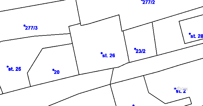 Parcela st. 26 v KÚ Chlístov u Dobrušky, Katastrální mapa