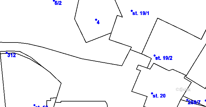 Parcela st. 5/4 v KÚ Chlístov u Dobrušky, Katastrální mapa