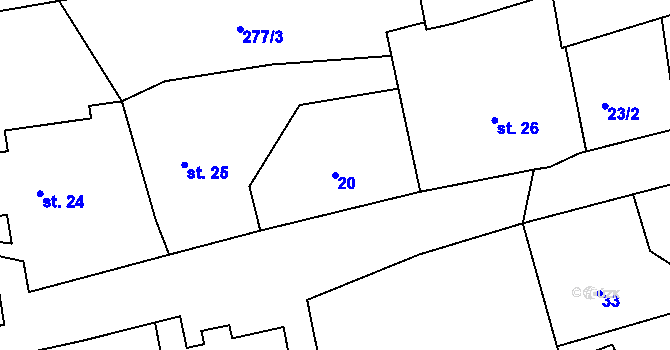Parcela st. 20 v KÚ Chlístov u Dobrušky, Katastrální mapa