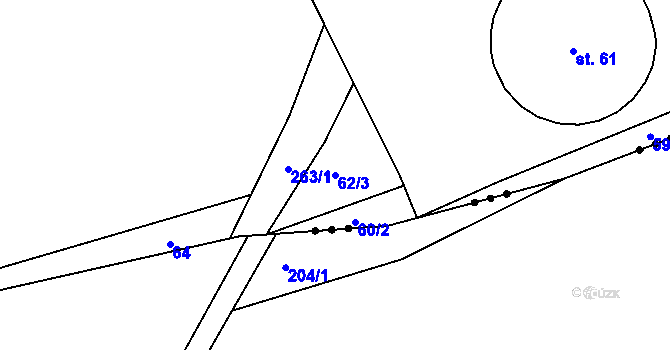 Parcela st. 62/3 v KÚ Chlístov u Dobrušky, Katastrální mapa