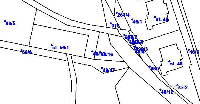 Parcela st. 48/16 v KÚ Chlístov u Dobrušky, Katastrální mapa