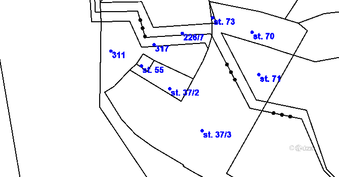 Parcela st. 37/2 v KÚ Chlístov u Dobrušky, Katastrální mapa