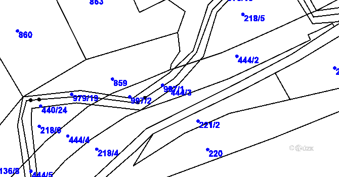 Parcela st. 444/3 v KÚ Provoz, Katastrální mapa