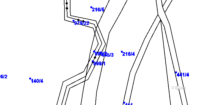 Parcela st. 445/3 v KÚ Provoz, Katastrální mapa