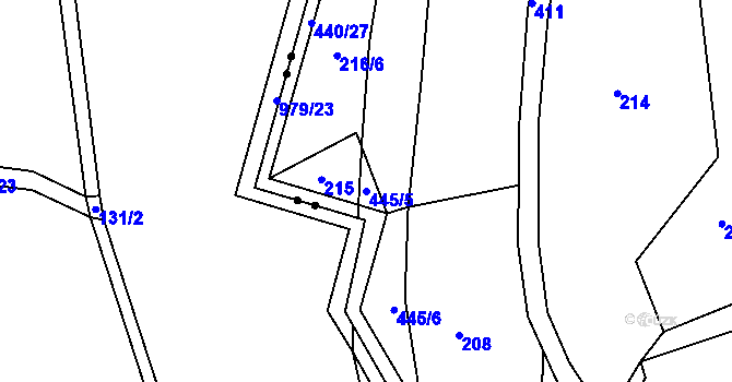 Parcela st. 445/5 v KÚ Provoz, Katastrální mapa