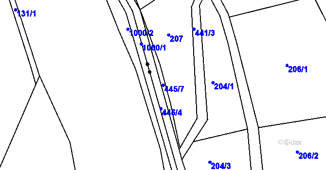 Parcela st. 445/7 v KÚ Provoz, Katastrální mapa