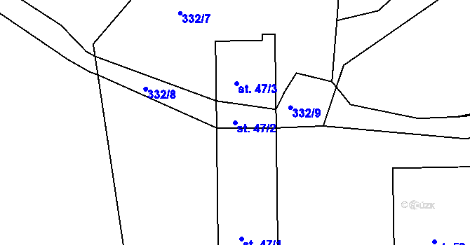 Parcela st. 47/2 v KÚ Provoz, Katastrální mapa
