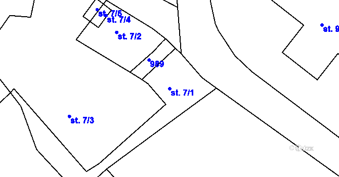 Parcela st. 7/1 v KÚ Val u Dobrušky, Katastrální mapa