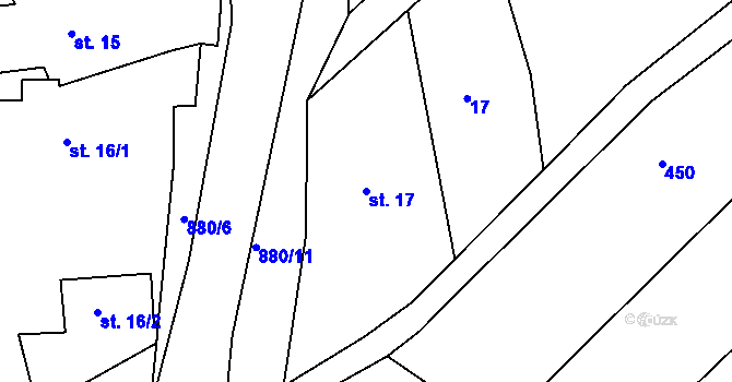 Parcela st. 17 v KÚ Val u Dobrušky, Katastrální mapa