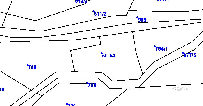 Parcela st. 54 v KÚ Val u Dobrušky, Katastrální mapa