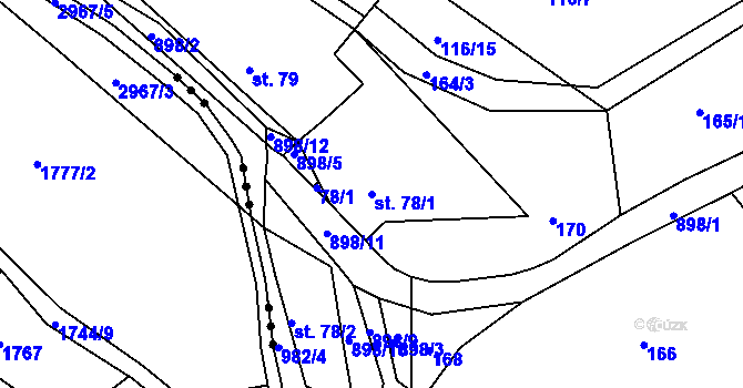 Parcela st. 78/1 v KÚ Val u Dobrušky, Katastrální mapa