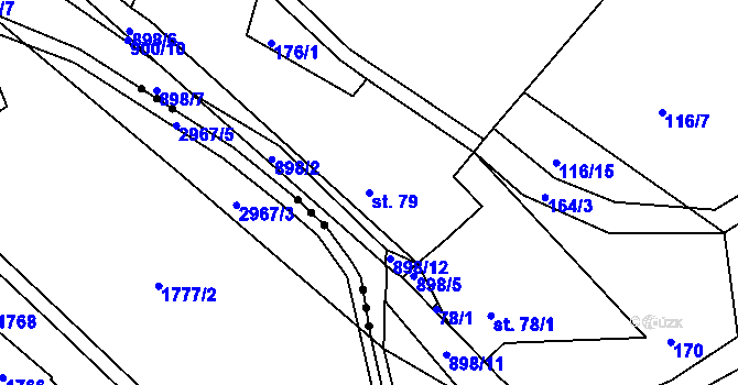 Parcela st. 79 v KÚ Val u Dobrušky, Katastrální mapa