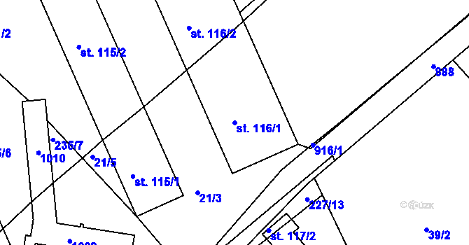 Parcela st. 116/1 v KÚ Val u Dobrušky, Katastrální mapa