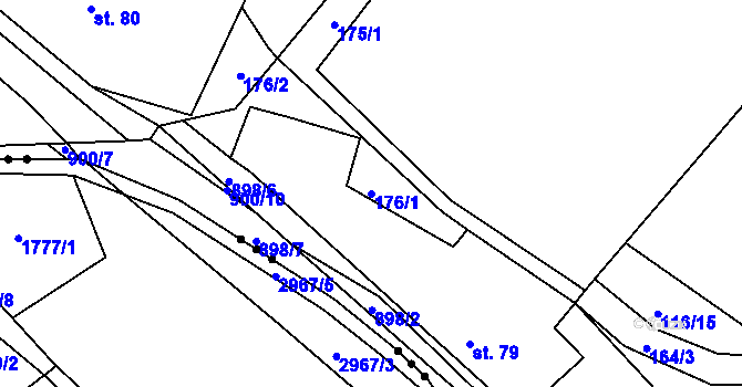 Parcela st. 176/1 v KÚ Val u Dobrušky, Katastrální mapa