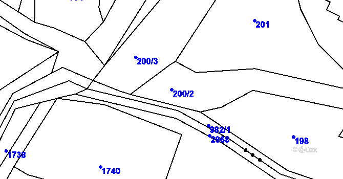 Parcela st. 200/2 v KÚ Val u Dobrušky, Katastrální mapa
