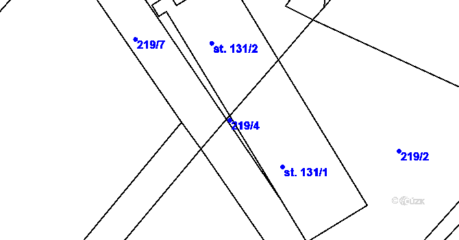 Parcela st. 219/4 v KÚ Val u Dobrušky, Katastrální mapa