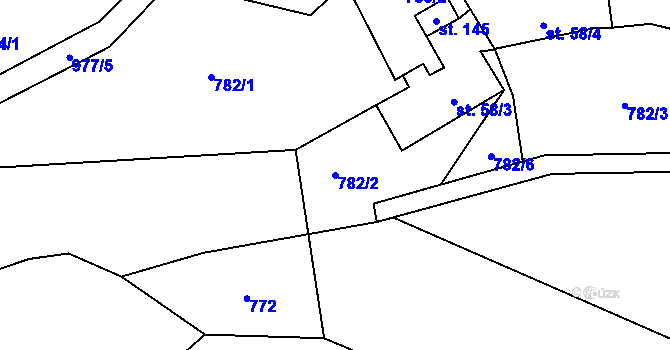 Parcela st. 782/2 v KÚ Val u Dobrušky, Katastrální mapa