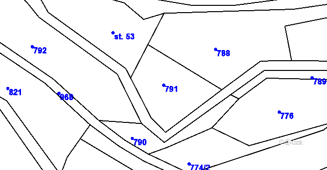 Parcela st. 791 v KÚ Val u Dobrušky, Katastrální mapa